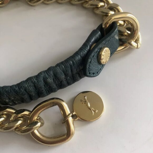 BIMBA Y LOLA Chain link + Green Leather bracelet - Picture 2 of 6